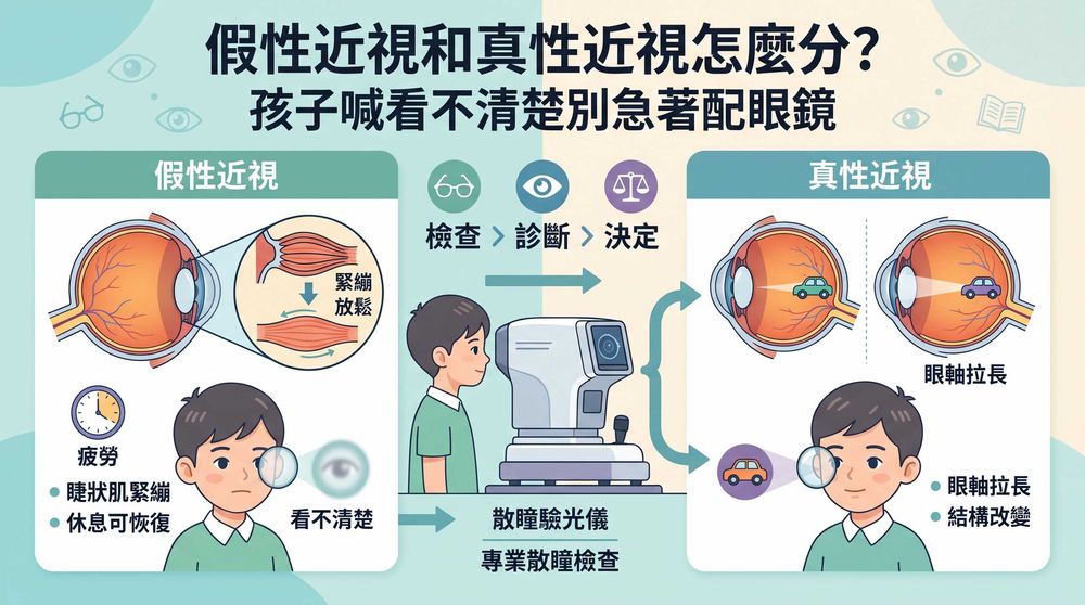 假性近視和真性近視怎麼分？孩子喊看不清楚別急著配眼鏡